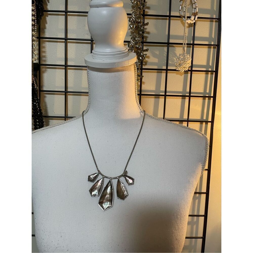 Kendra Scott Rhyan Adjustable Rhodium Mother of Pearl Statement Necklace